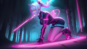 炫彩赛博朋克机甲少女