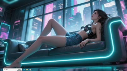 沙发上的少女