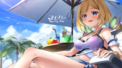 海边金发美少女