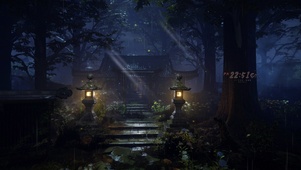 4k 治愈雨夜森林神庙
