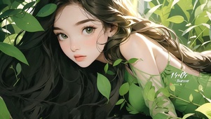 绿叶旗袍女孩