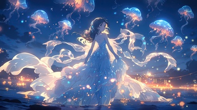 梦幻公主裙水中少女