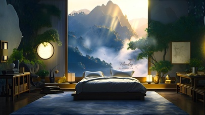 云雾鸟鸣的深山