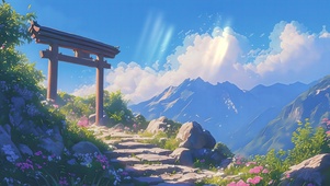 动漫风景AI插画
