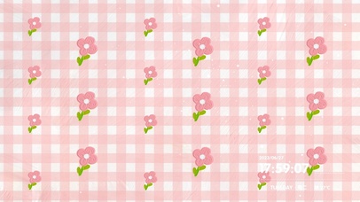 粉色格纹油画小花