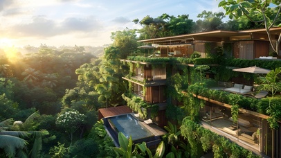 森林中的泳池别墅