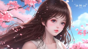 清雅落花女孩