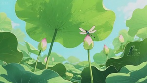 蜻蜓与荷塘