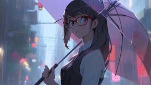 雨中美女