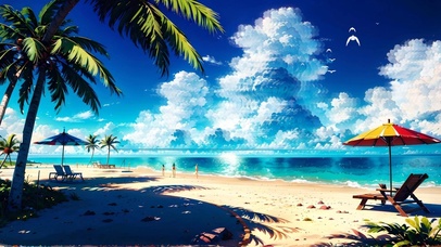 夏日海边沙滩美景