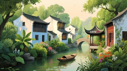 小桥流水 亭台楼阁