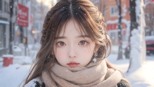 雪中的她
