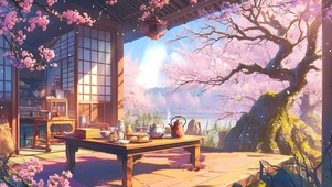 温馨樱花树小屋