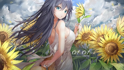 向日葵花田中女孩