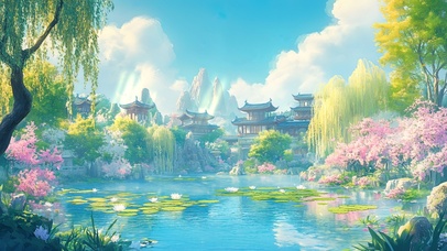 春日唯美荷塘古镇