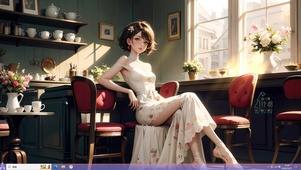 4k午后咖啡少女（眨眼）
