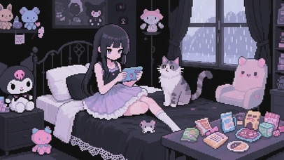 像素风-电玩女孩