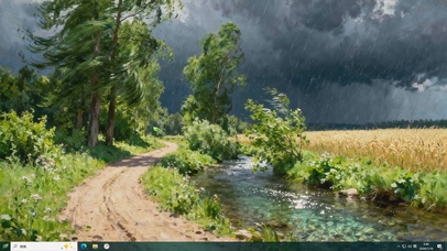 雨天护眼树木河流主题