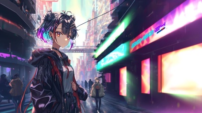 赛博朋克 街边潮装女孩