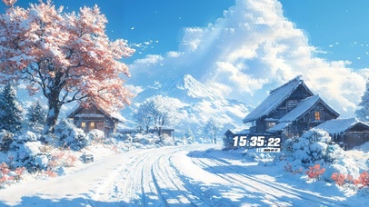 冬日村庄雪景