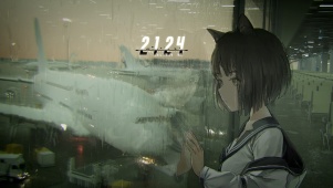 治愈唯美雨天机场少女