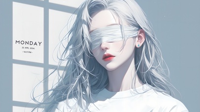 纯欲系银发蒙眼女孩