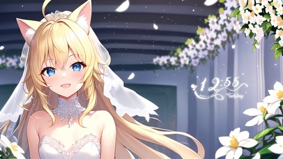 可爱猫咪婚纱少女