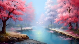 古风樱花湖畔
