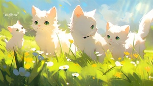 可爱草地猫咪