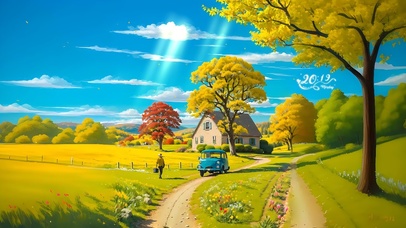 治愈山坡上的小房屋