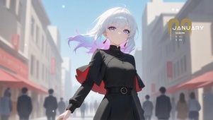 唯美街道白发少女