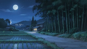 月色竹林乡路