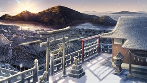 北海道神社雪景