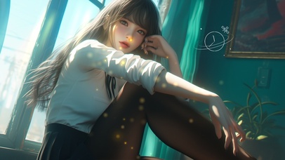 课间气质卷发美女