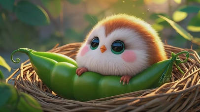 哇好萌的豆荚小鸟