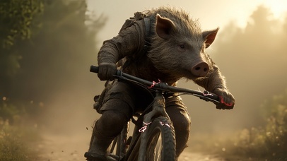 十二生肖之猪骑单车