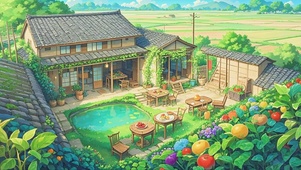 乡下水塘小院