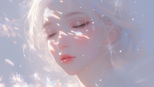 唯美治愈梦幻白发优雅美女