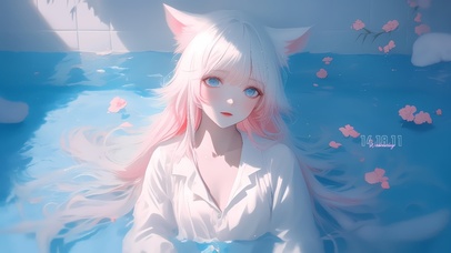 池中可爱的女孩