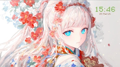 治愈白发蓝瞳美少女