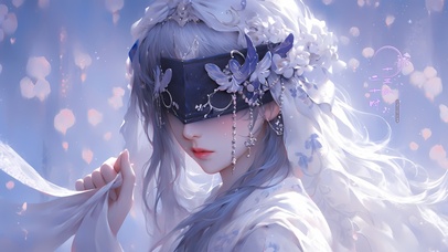 唯美古风蒙面少女	4K