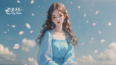 花漾壁纸|蓝裙女生