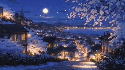 温馨繁花城镇街道