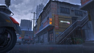 雨天街道场景