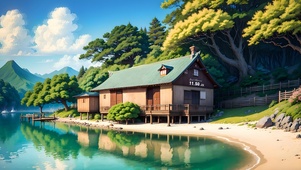 4K唯美治愈湖景木屋