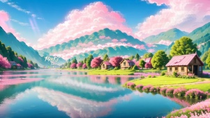 唯美彩云粉色小屋