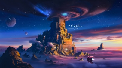 4K唯美梦幻未来星球城堡