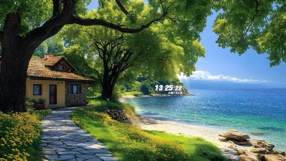 护眼海边树林房屋