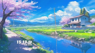 樱花树木房屋