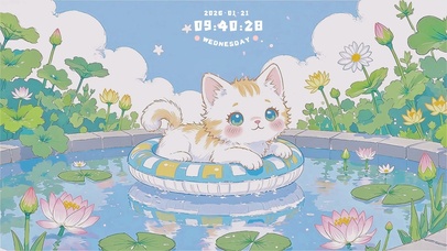 泳圈上的软萌猫咪